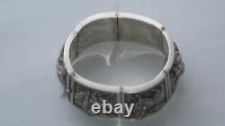 Antique Victorian Anglo-Indian Solid Silver Cuff Bracelet Deity 88g