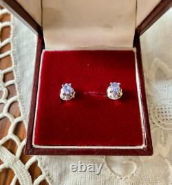 Antique White Gold and Solid Silver Earrings - Genuine Tanzanites