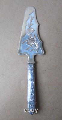Antique beautiful cake or pie server in solid silver and vermeil in box