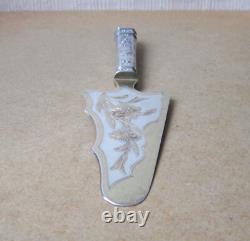 Antique beautiful cake or pie server in solid silver and vermeil in box