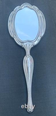 Antique beveled silver 800 hallmarked hand mirror face