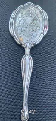 Antique beveled silver 800 hallmarked hand mirror face