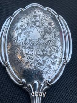 Antique beveled silver 800 hallmarked hand mirror face