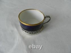 Antique blue porcelain cup from SEVRES with solid silver mount
