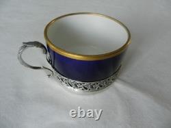 Antique blue porcelain cup from SEVRES with solid silver mount
