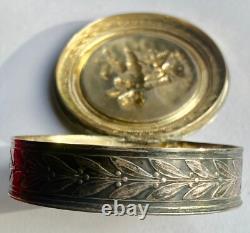 Antique box or snuffbox in solid silver with vermeil interior in Louis XV style