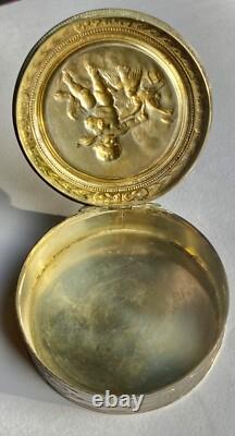 Antique box or snuffbox in solid silver with vermeil interior in Louis XV style