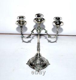 Antique candlestick Candelabrum acanthus leaf STERLING SILVER Stamp 900 197g