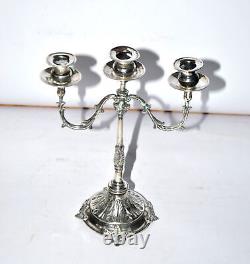 Antique candlestick Candelabrum acanthus leaf STERLING SILVER Stamp 900 197g