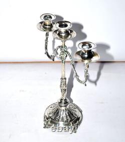 Antique candlestick Candelabrum acanthus leaf STERLING SILVER Stamp 900 197g