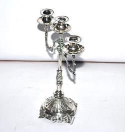 Antique candlestick Candelabrum acanthus leaf STERLING SILVER Stamp 900 197g