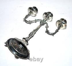 Antique candlestick Candelabrum acanthus leaf STERLING SILVER Stamp 900 197g