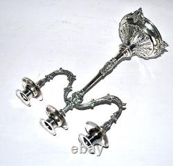 Antique candlestick Candelabrum acanthus leaf STERLING SILVER Stamp 900 197g