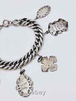 Antique charm bracelet with medals in solid silver, 19th century