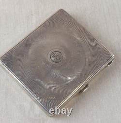 Antique cigarette case, in solid silver, monogram SM MS