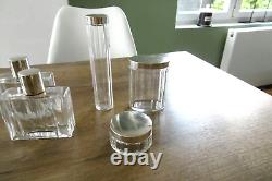 Antique crystal and solid silver Minerve hallmarked toiletry bottles