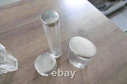 Antique crystal and solid silver Minerve hallmarked toiletry bottles