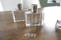 Antique crystal and solid silver Minerve hallmarked toiletry bottles