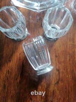 Antique crystal and solid silver carafe + 4 glasses
