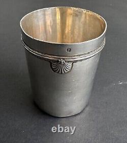 Antique cup with shell decoration, solid sterling silver Minerva, 19th/20th century