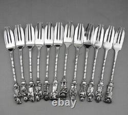 Antique dessert service 12 forks in solid silver China or Vietnam 235 grams