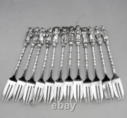 Antique dessert service 12 forks in solid silver China or Vietnam 235 grams