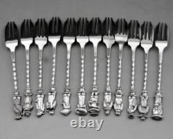 Antique dessert service 12 forks in solid silver China or Vietnam 235 grams