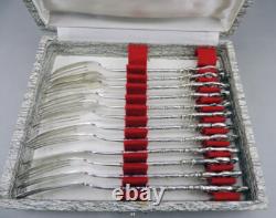 Antique dessert service 12 forks in solid silver China or Vietnam 235 grams