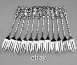Antique dessert service 12 forks in solid silver China or Vietnam 235 grams