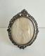 Antique Frame Medallion Photo Holder Miniature Solid Silver Rhine Stone 19th Century