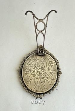 Antique frame medallion photo holder miniature solid silver Rhine stone 19th century Antique frame medallion photo holder miniature solid silver Rhine stone 19th century