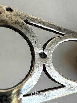 Antique frame medallion photo holder miniature solid silver Rhine stone 19th century Antique frame medallion photo holder miniature solid silver Rhine stone 19th century