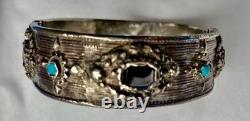 Antique hinged ethnic silver bracelet, Berber, Kabyle