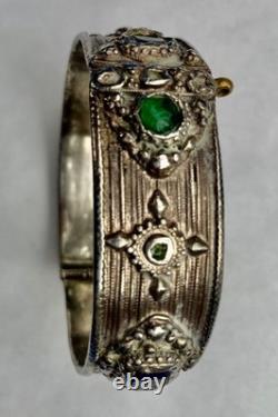 Antique hinged ethnic silver bracelet, Berber, Kabyle