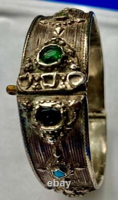 Antique hinged ethnic silver bracelet, Berber, Kabyle