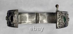 Antique hinged ethnic silver bracelet, Berber, Kabyle