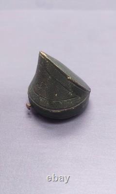 Antique jewelry box in the shape of a clog. 19th century with a solid silver ring.