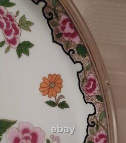 Antique large PLATE Limoges Porcelain RAYNAUD bordered with solid silver Tétard brothers