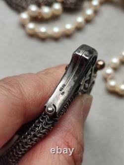 Antique large purse / evening bag in silver, late 19th century