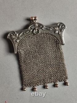 Antique large purse / evening bag in silver, late 19th century