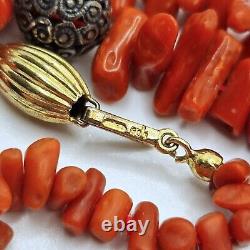 Antique necklace in 800 SILVER, VERMEIL, and CORAL, vintage jewelry