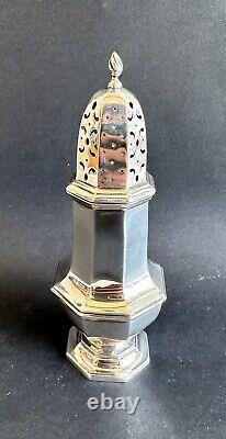 Antique octagonal solid silver sugar shaker sprinkler XIX