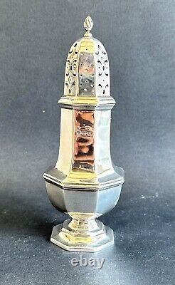 Antique octagonal solid silver sugar shaker sprinkler XIX