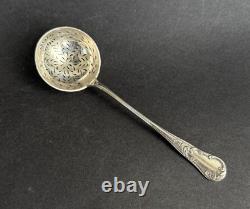 Antique olive spoon dusting device sterling silver Minerva 19th century