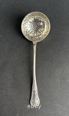 Antique olive spoon dusting device sterling silver Minerva 19th century