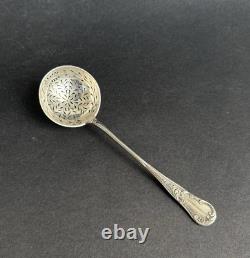 Antique olive spoon dusting device sterling silver Minerva 19th century