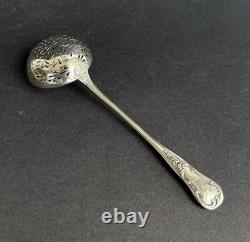 Antique olive spoon dusting device sterling silver Minerva 19th century