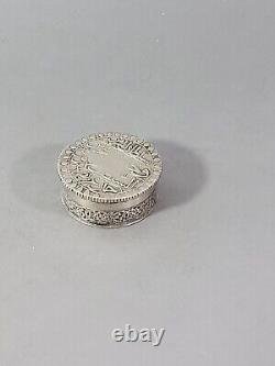 Antique pillbox from Islamic Art XIX Algeria, Mahmoud II 1823 Solid Silver