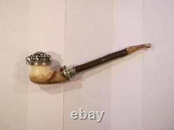 Antique pipe sea foam with sculpted silver cap and scallop shell