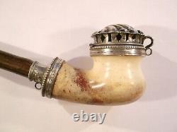 Antique pipe sea foam with sculpted silver cap and scallop shell